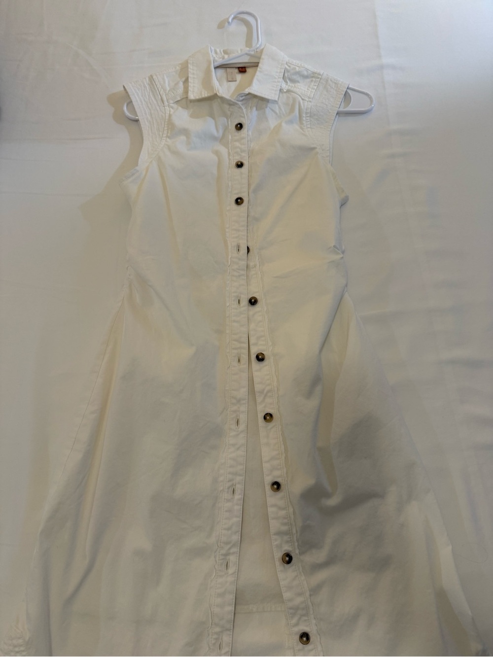 Pilcro Cream Button-Front Sleeveless Maxi Shirt Dress
